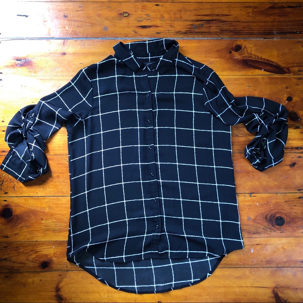 Check semi sheer blouse